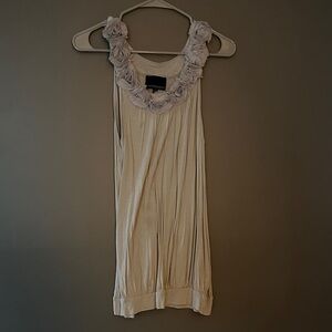Cynthia Rowley Cream Tank Top with Floral Detail